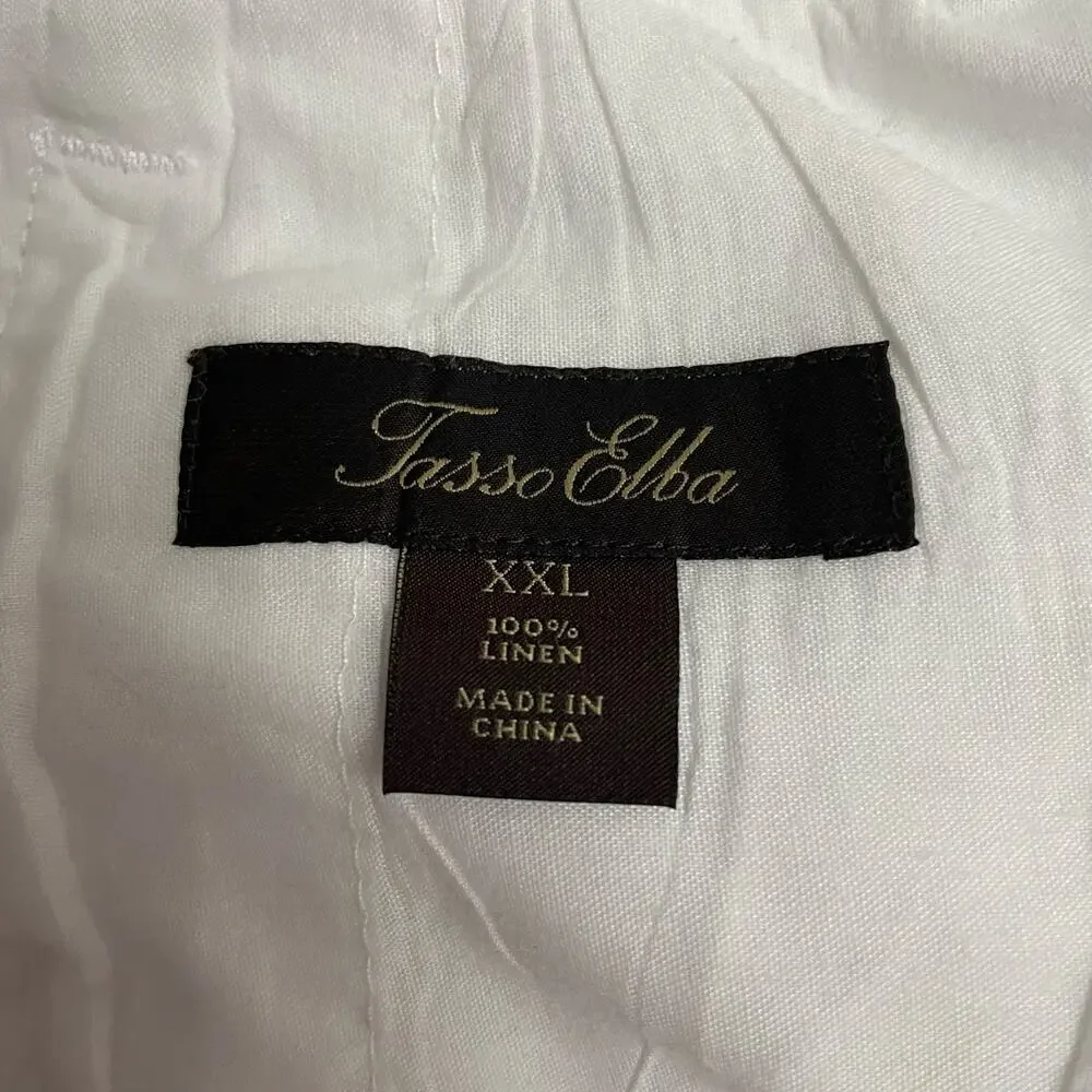 Tasso‎ Elba Men’s XXL White 100% Linen Drawstring Elastic Waist Pants